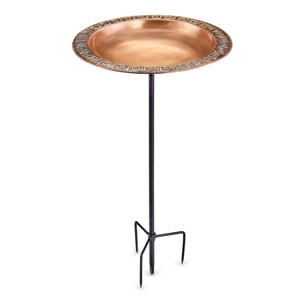 Greek-Inspired Copper Birdbath with Garden Pole, 16"