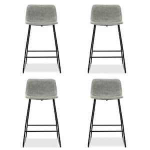 LUE BONA 33.5 in. Gray Faux Leather Bar Stools Metal Frame Counter Height Bar  Stools (Set of 3) 23BS0040-400 - The Home Depot