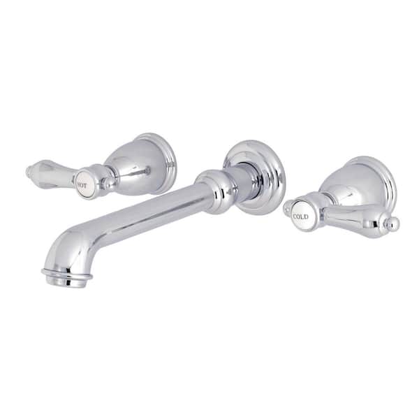 Kingston Brass Heirloom 2-Handle Wall Mount Roman Tub Faucet in Polished Chrome (Valve Included)