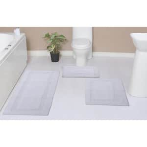 Classy 100% Cotton Bath Rugs Set, Machine Wash, 3-Pcs Set with Runner, White