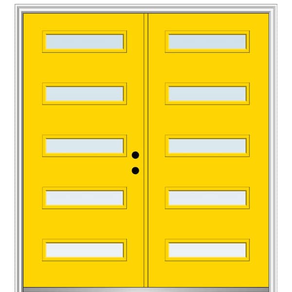 MMI Door 64 in. x 80 in. Davina Left-Hand Inswing 5-Lite Clear Low-E Painted Fiberglass Smooth Prehung Front Door