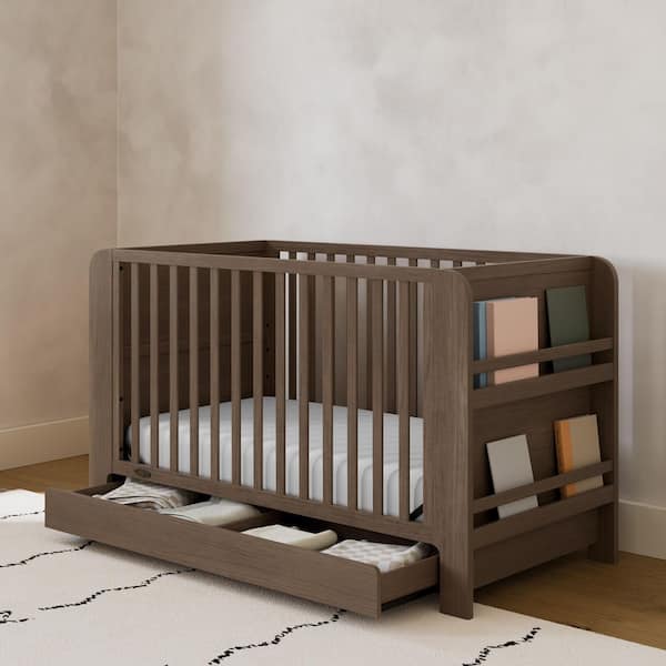 Read-with-Me Hazelnut 4-in-1 Convertible Crib with Drawer