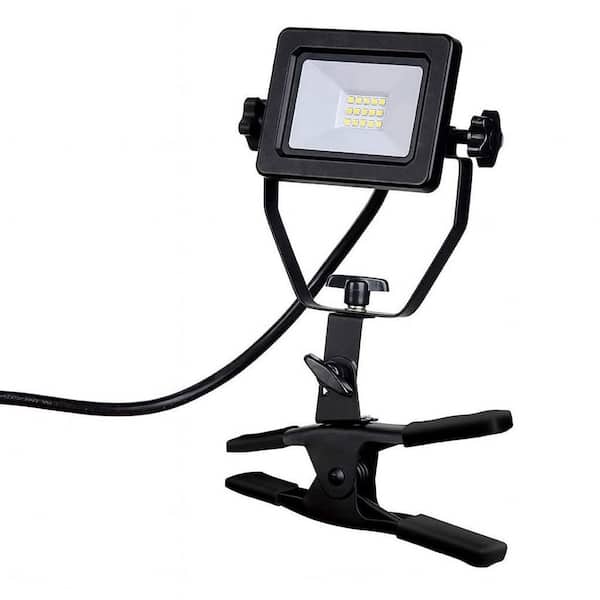 10-Watt LED Clamp Work Light 120-Volt Portable 1200 Lumens Adjustable Fixture w/ 5 ft. Power Plug for Garage & Job Site