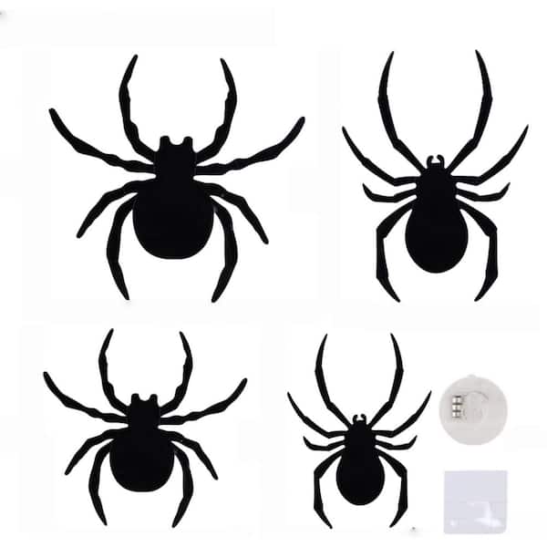 Removable Light up 3D Window Stickers Halloween Spider Wall Decor with Multi-Color LEDs, Red, Purple and Blue Spiders