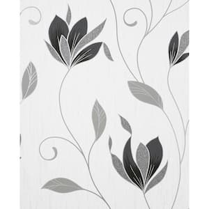Synergy Black Floral Metallic Non-pasted Paper Wallpaper