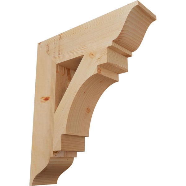 Ekena Millwork 5.5 in. x 28 in. x 24 in. Douglas Fir Merced Traditional Smooth Bracket