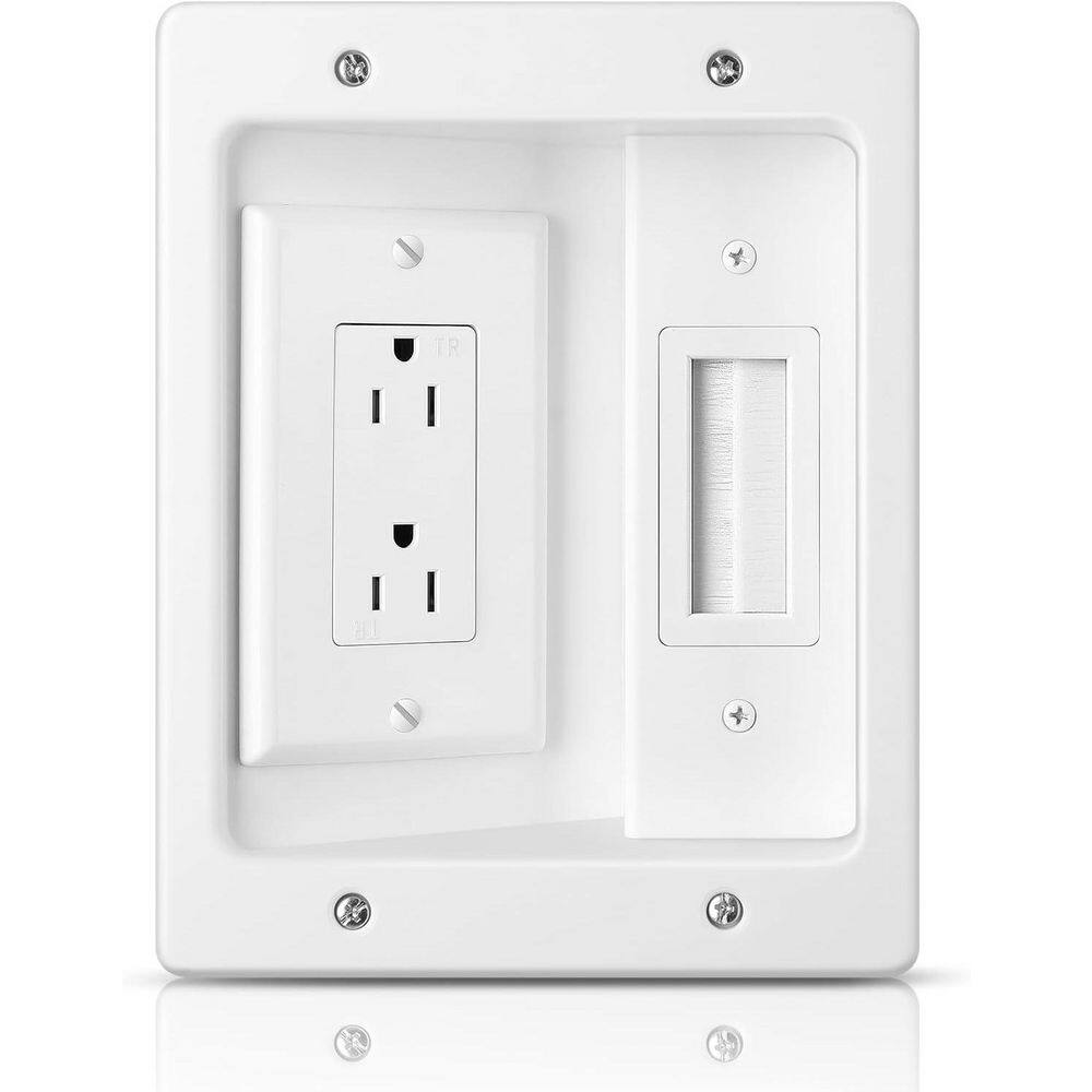 In Wall Cable Management Series Recessed Outlet Kit Wall Cable Concealer Brush Plate White 1 Kit price history on PriceWatchPro