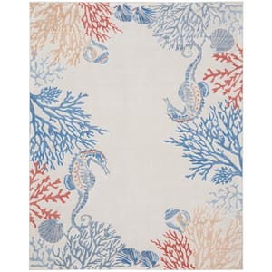 Seaside Ivory/Multi 8 ft. x 10 ft. Nature-Inspired Contemporary Area Rug