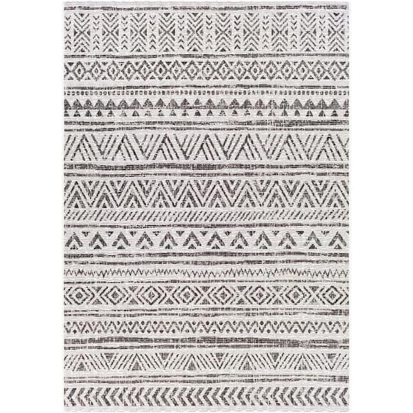Livabliss Eartha Charcoal 2 ft. 7 in. x 12 ft. Indoor/Outdoor Area Rug