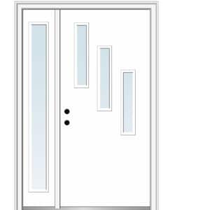 Davina 48 in. x 80 in. Right-Hand Inswing 3-Lite Clear Low-E Primed Fiberglass Prehung Front Door on 4-9/16 in. Frame