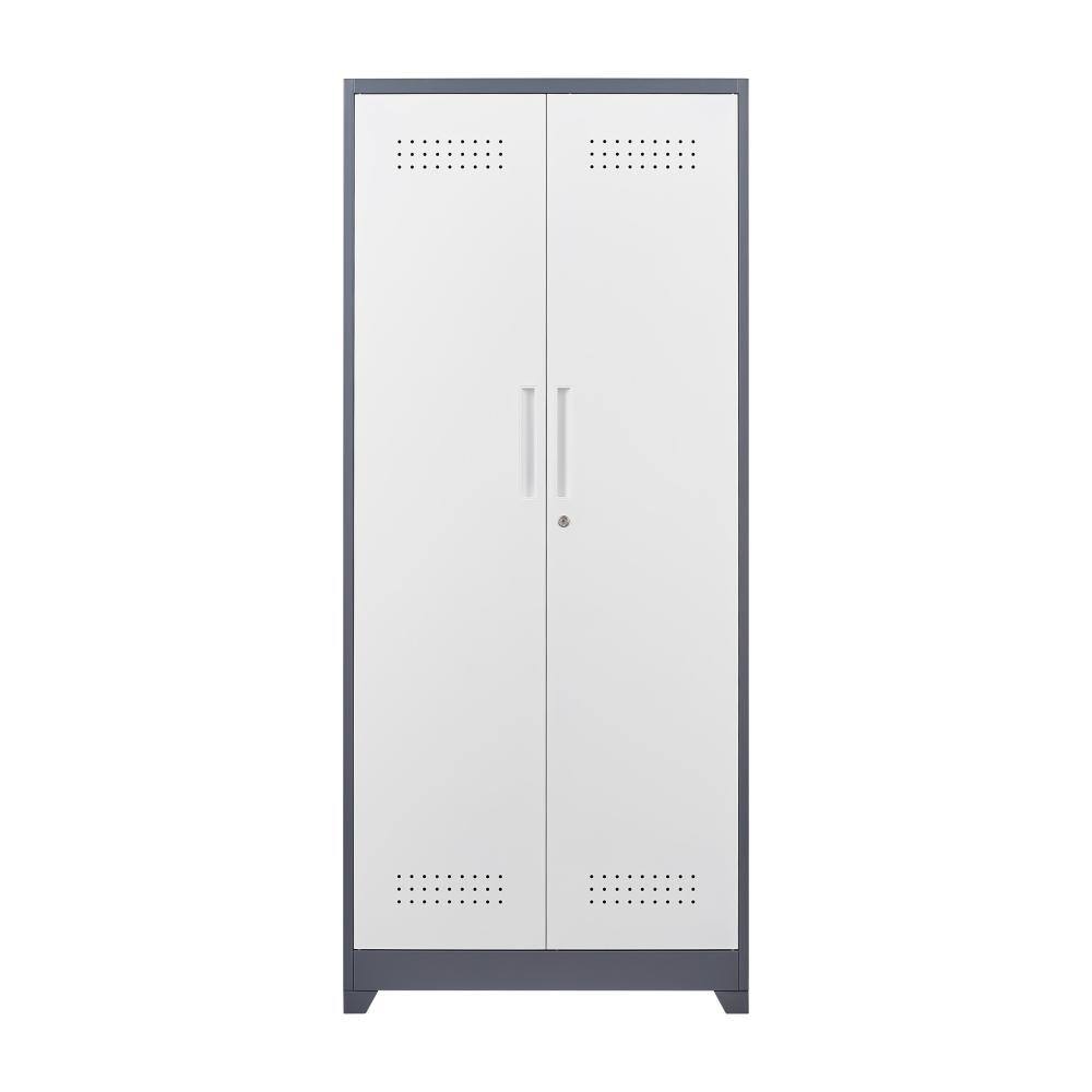 72 Inch Gray and White Garage Storage Locker with Locking Doors Adjustable Shelves Hanging Rod and S Hooks for Garage price history on PriceWatchPro
