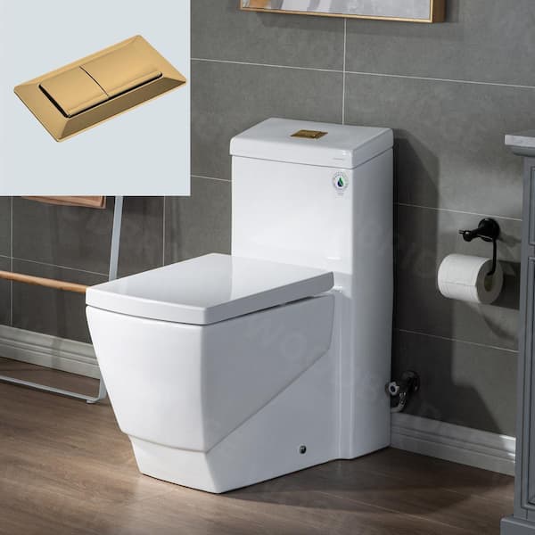 WOODBRIDGE Prescott 1-Piece 1.0/1.6 GPF High Efficiency Square Elongated All-In One Toilet with Soft Closed Seat Included in White