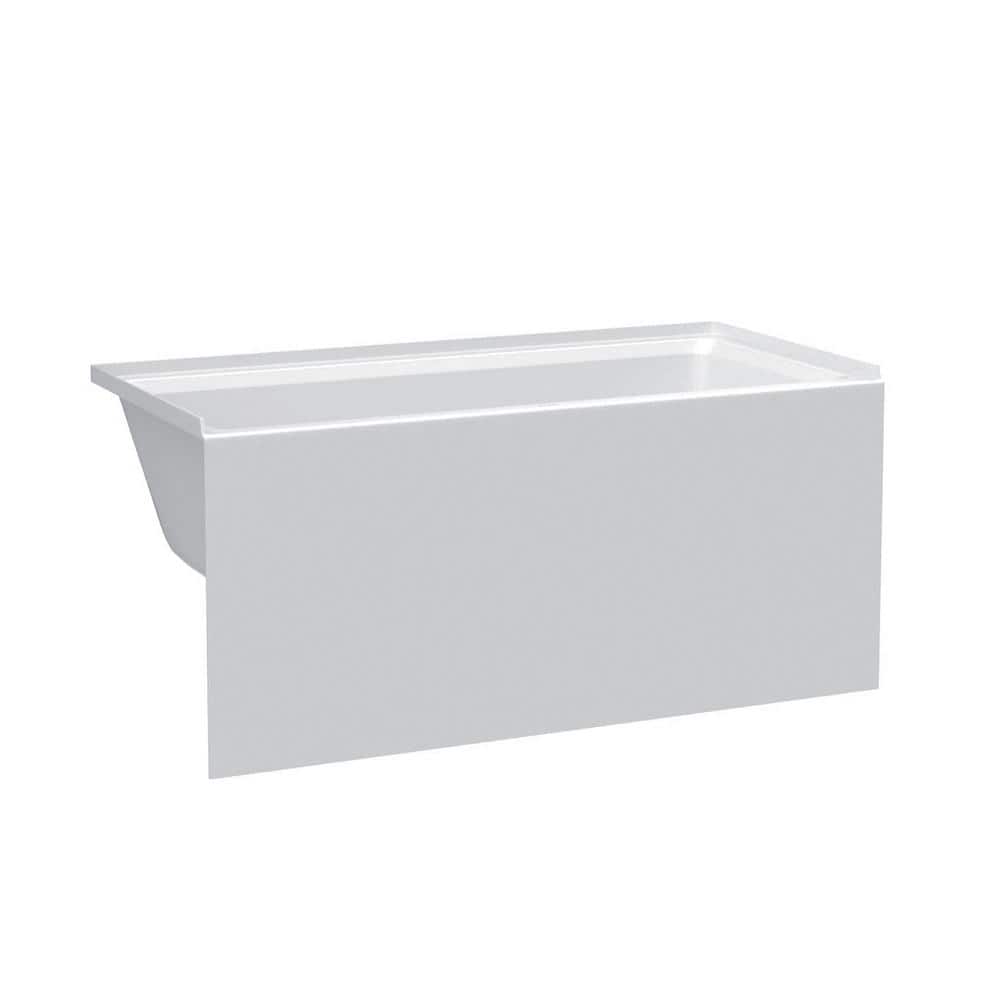White Acrylic Rectangular Alcove Soaking Bathtub, 60" x 36"