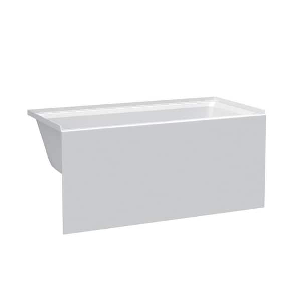 Fine Fixtures 60 in. x 30 in. Acrylic Rectangular Apron Front Soaking Bathtub with Left Drain in White