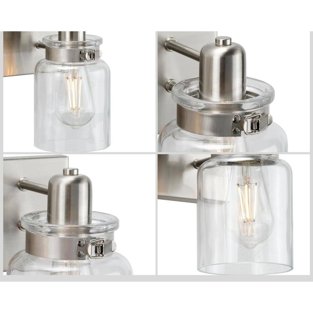 Brushed Nickel Apothecary Style Dimmable Bath Light