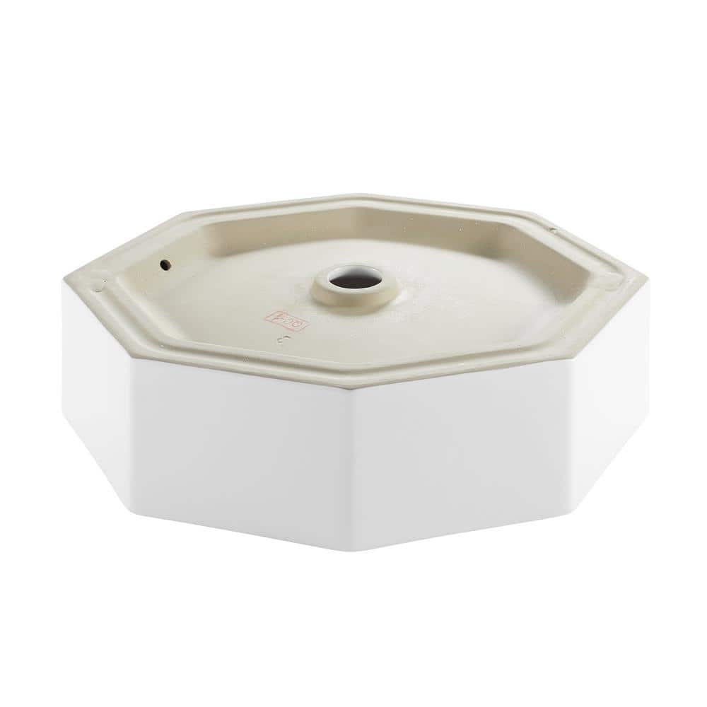 White Geometric Ceramic Above-Counter Vessel Sink