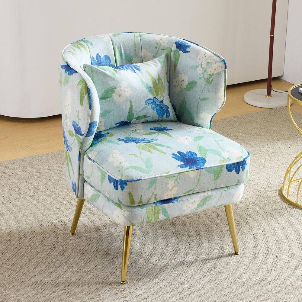 Blue and Green Velvet Barrel Accent Chair with Cushion price history on PriceWatchPro