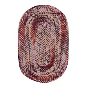 Ombre Briad Collection Burgundy 60" x 84" Oval 100% Cotton Chenille Reversible Indoor Area Rug