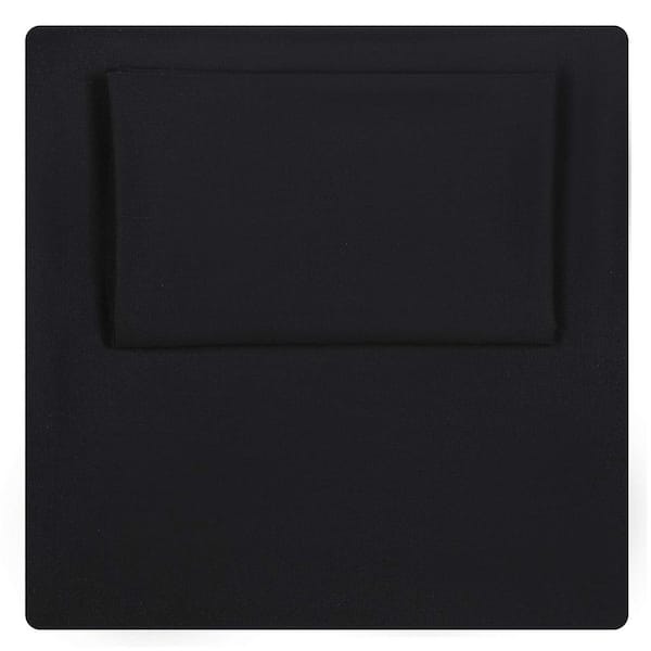 Black 4-Piece Solid 180 Thread Count Microfiber Queen Sheet Set