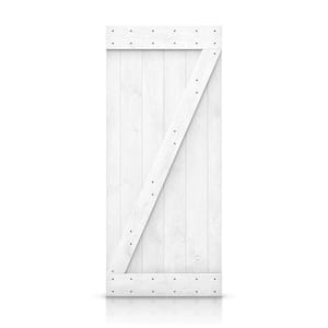 Distressed Z Series 24 in. x 84 in. Light Cream Stained Solid Knotty Pine Wood Interior Sliding Barn Door Slab