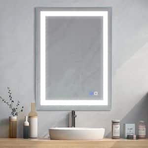 28 in. W x 36 in. H Large Rectangular Frameless with Night Light Wall Mount Bathroom Vanity Mirror in White