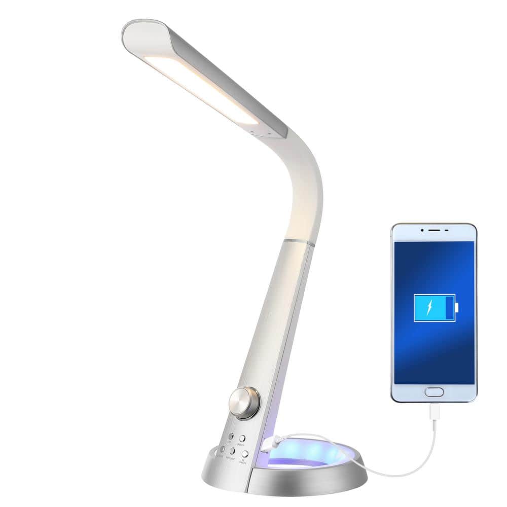 Milton 19" Silver Aluminum Adjustable LED Task Lamp with USB