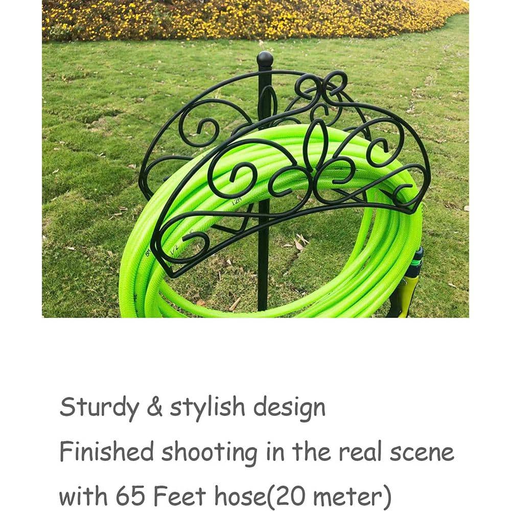 Black Heavy-Duty Metal Garden Hose Holder Stand