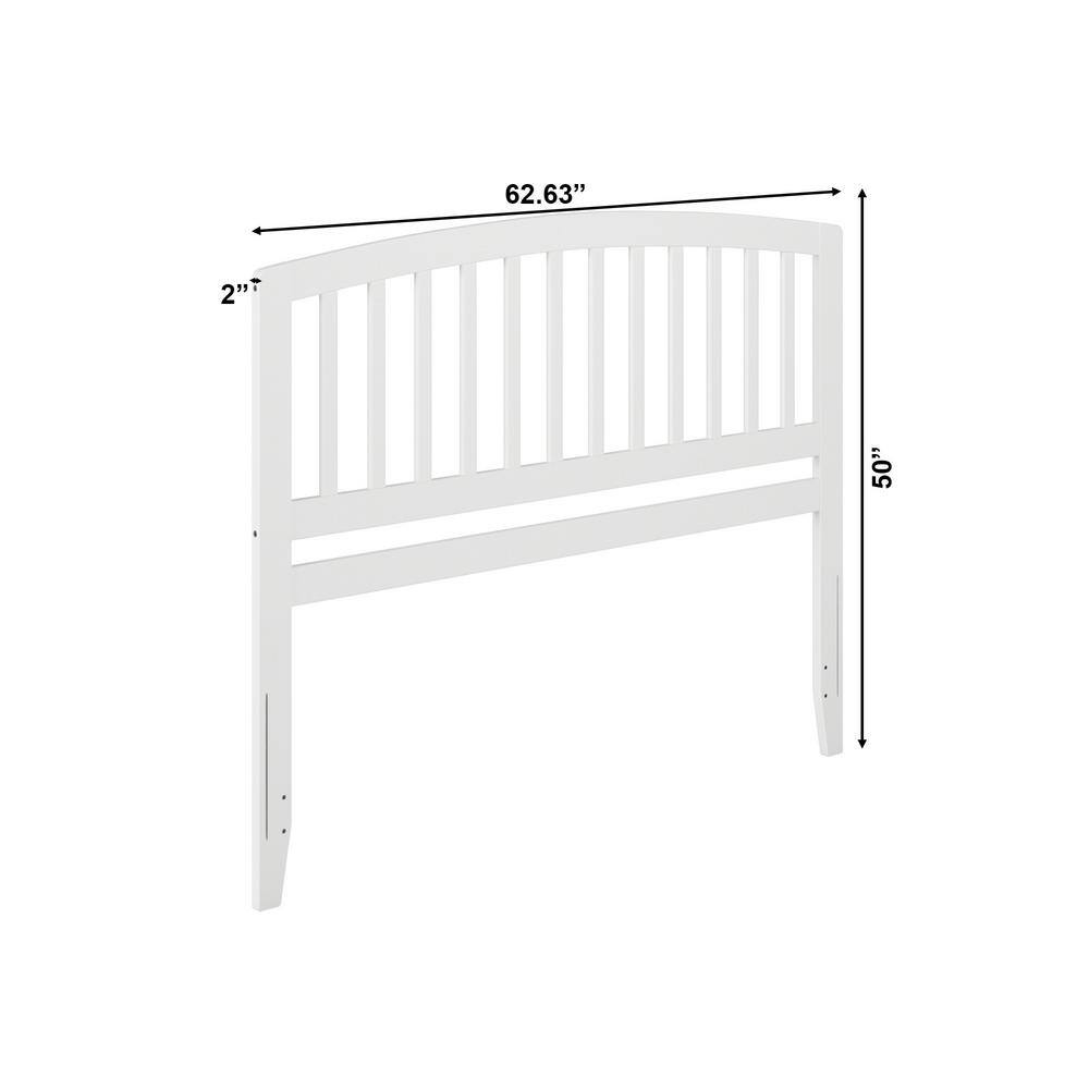 Queen White Wood Slatted Headboard with USB Charging Station