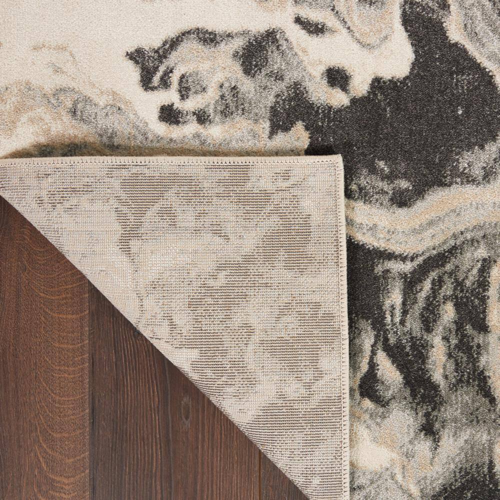 Elegance Abstract Grey Polyester 26" Indoor Area Rug