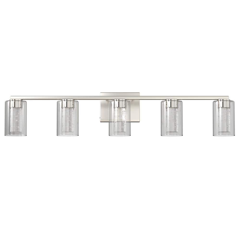 33 in. 5-Light Brushed Nickel LED Vanity-Light Bar with Crystal and 3000/4000/6000K Adjustable price history on PriceWatchPro