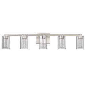 Series 33 in. 5-Light Brushed Nickel LED Vanity-Light Bar with Crystal and 3000/4000/6000K Adjustable