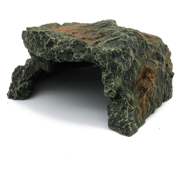Afoxsos Rock Resin Hide Cave Habitat Decor for Lizards, Turtles, Reptiles, Amphibians, Fish 6.1 x 7.6 x 3.5 in.