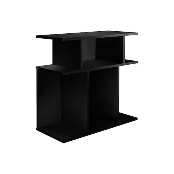 Unbranded 11.75 in. Black Rectangular MDF End Table Open Shelves