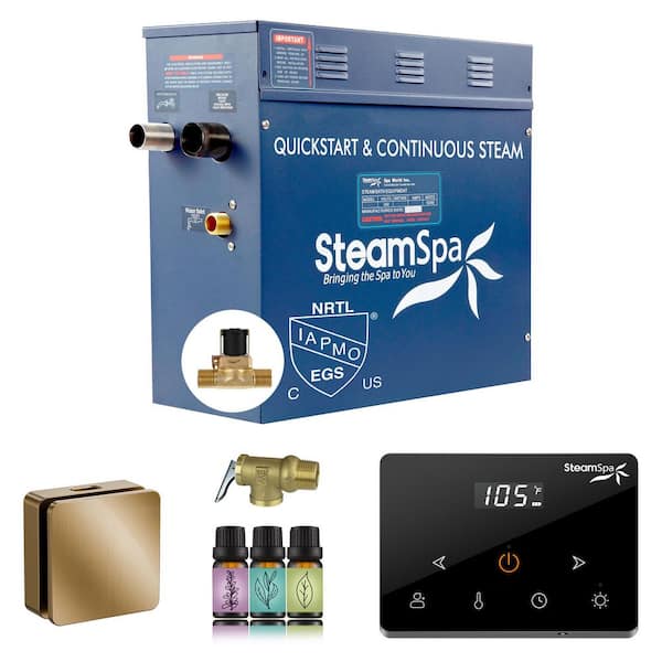 Oasis Series 9000-Watt Steam Generator with Continuous Steam Fully Wireless Control and Auto-Drain in Gold