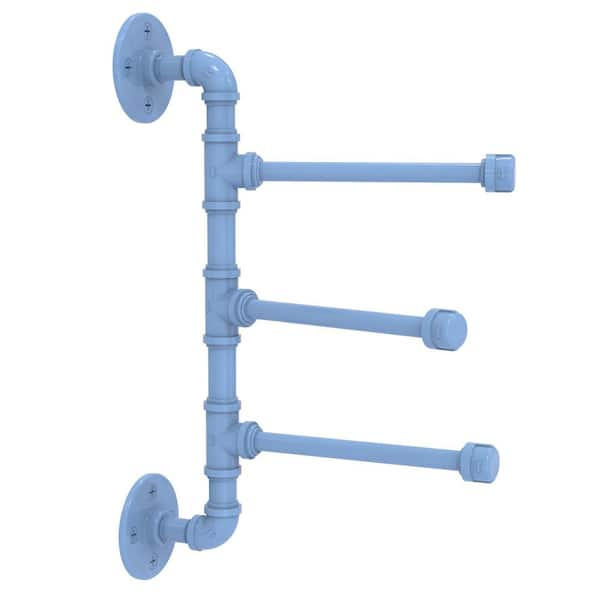 Allied Brass Pipeline 6in. 3 Swing Arm Vertical Towel Bar in Flat Troll Blue