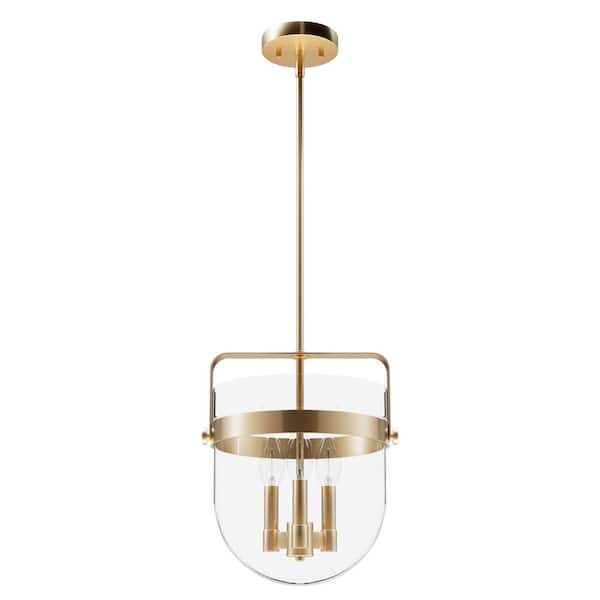 Karloff 3-Light Alturas Gold Island Pendant Light with Clear Glass Shade