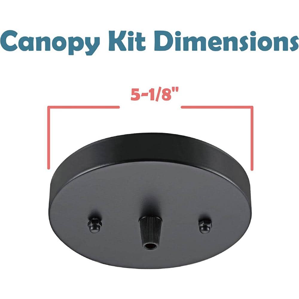 Matte Black Metal Chandelier Fixture Canopy Kit, 5-1/8" Diameter