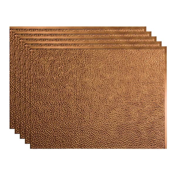 Fasade Hammered 18.25 in. x 24.25 in. Vinyl Backsplash Panel in Antique Bronze (5-Pack)