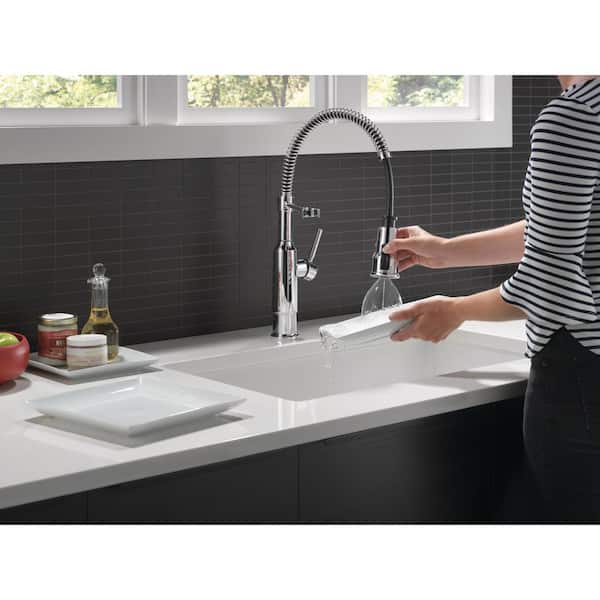Theodora Single-Handle Pull-Down Sprayer Kitchen Faucet with Spring Spout and ShieldSpray in Chrome