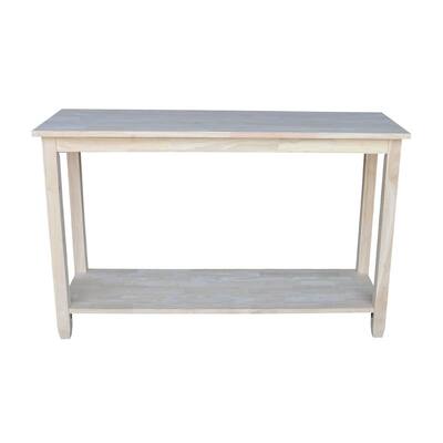 Solano 48 in. Unfinished Standard Rectangle Wood Console Table with Storage