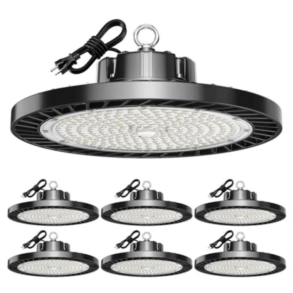 1 ft. 200-Watt Equivalent LED 5000K Dimmable Blavk AC100-277V Warehouse Workshop High Bay Light, 6-Pack price history on PriceWatchPro