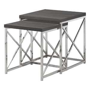 Jasmine 40.5 in. Gray Particle Board Metal Nesting Table Set (Set of 2)