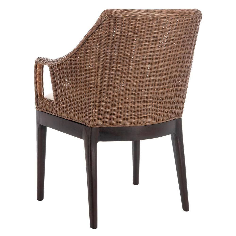 Coastal Spain Inspired White Cotton Cushioned Rattan Arm Chair