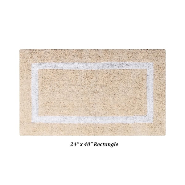 Better Trends Hotel Collection Bath Rug 24-in x 40-in White/Sand Cotton Bath  Rug in the Bathroom Rugs & Mats department at