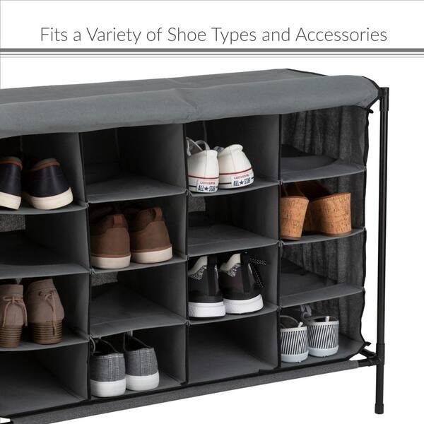 Simplify 16 Compartment Shoe Cubby - Grey