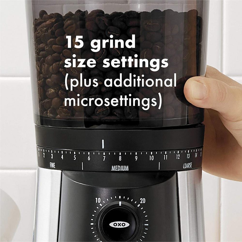 Silver Stainless Steel Conical Burr Coffee Grinder