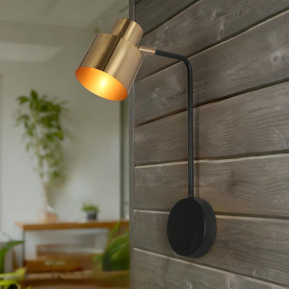 Transitional 1-Light Black and Brass Wall Sconce Lighting, Adjustable Wall Lamp for Bedroom, Hallway, Armed Sconce price history on PriceWatchPro