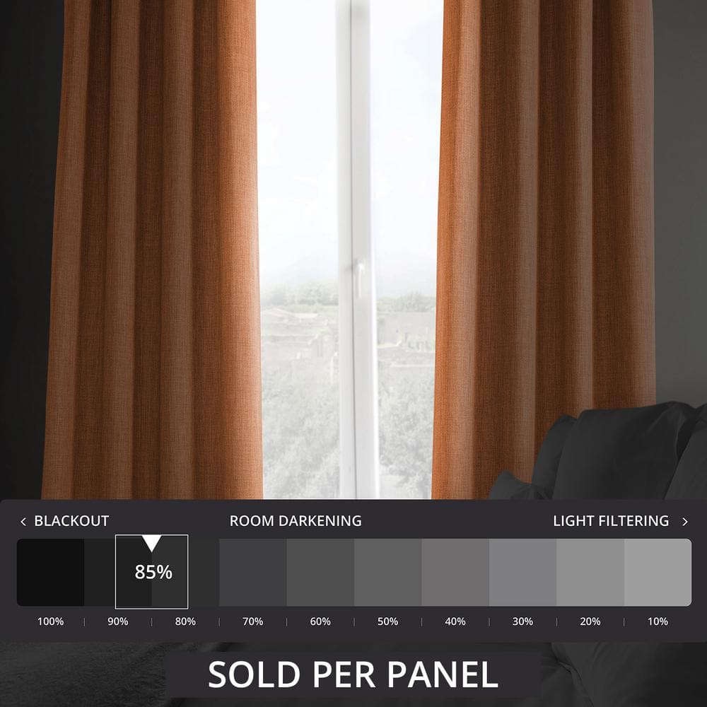 Desert Orange Faux Linen Blackout Grommet Window Panel - 50" x 96"