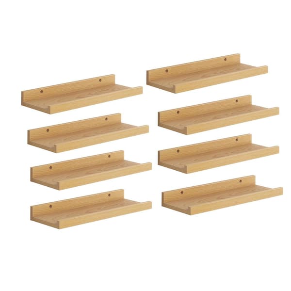 Unbranded 16 in. W x 4.4 in. D Oak Floating Shelves Decorative Wall Shelf (Set of 8)