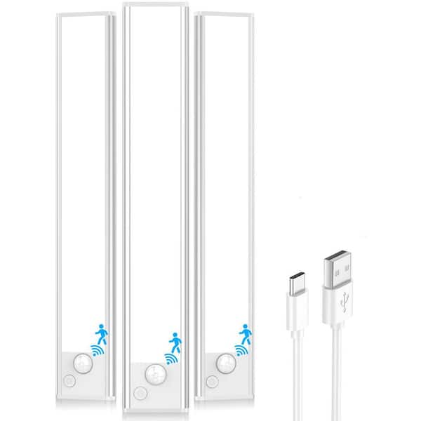 White LED Under Cabinet Magnetic Wireless Lighting Lamp w/ Motion Sensor Dimmable Under Counter Lights, 3-Pack